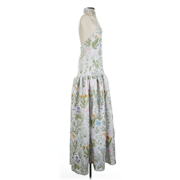 NWT Ashley Stambouli Garden Gown in White Floral Neoprene Halter Dress S - Picture 4 of 11